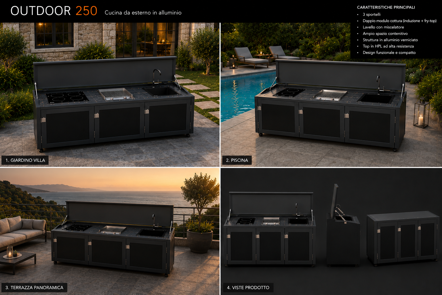 Outdoor 250 – Cucina da esterno in alluminio