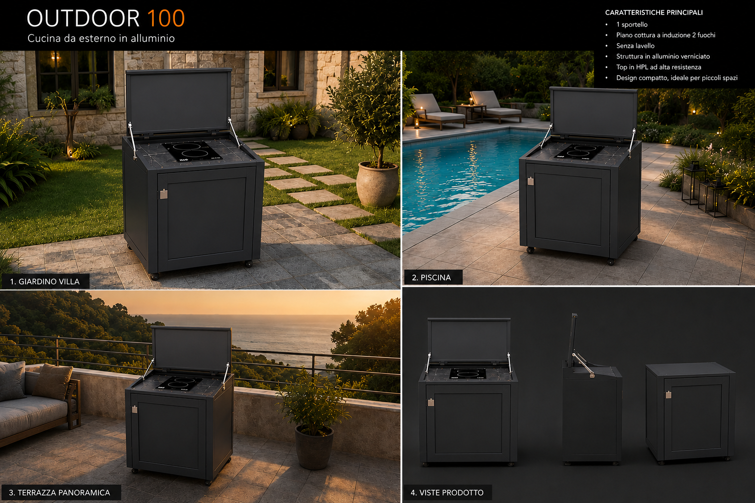 Outdoor 100 – Cucina da esterno in alluminio