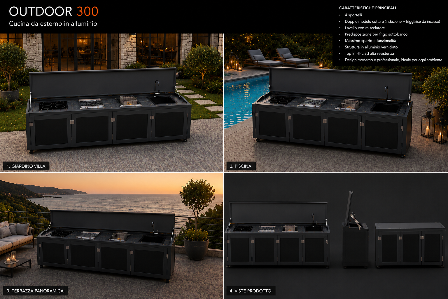 Outdoor 300 – Cucina da esterno in alluminio