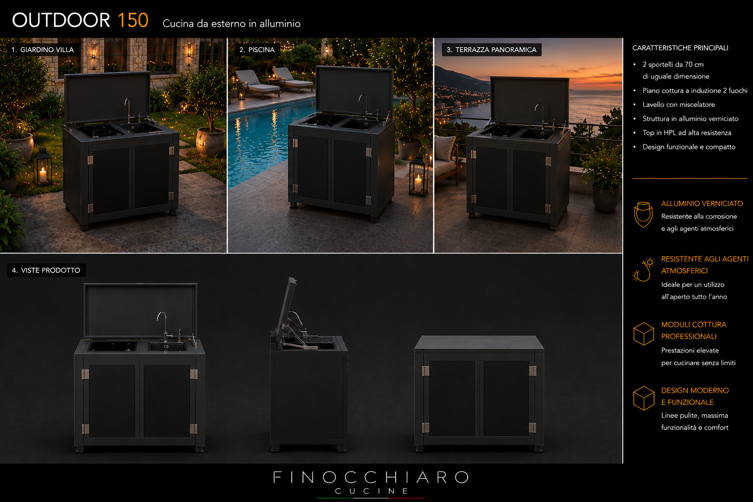 Outdoor 150 – Cucina da esterno in alluminio